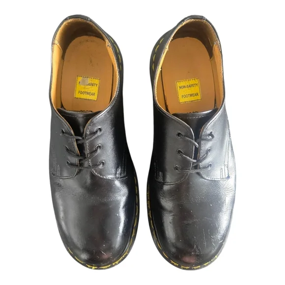 Doc Martens STEEL TOE, Black Leather Gibson Shoes Men's Size 9 - Picture 2 of 8